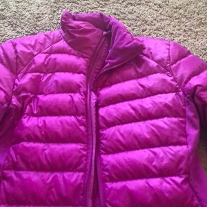 Hot pink puffer jacket